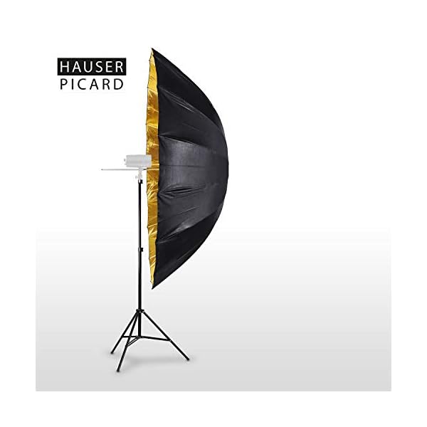 HAUSER & PICARD Parabol-Reflexschirm Singleset 180 cm Gold Parabol-Reflektor (Studioschirm, para-Reflexschirm… – Bild 3