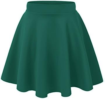 Noble U Women's Basic Solid Versatile Stretchy Swing Mini Skater Skirt