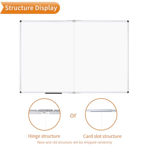 VIZ-PRO Dry Erase White Board/Magnetic Foldable Whiteboard, 48 X 36 Inches, Silver Aluminium Frame