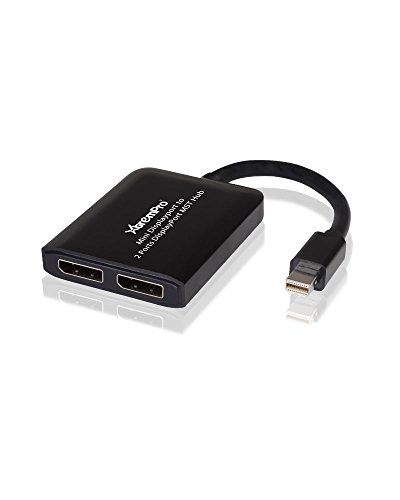 XtremPro USB Mini DisplayPort to 2 DisplayPort MST Hub, DP 1.2 to 2 Splitter, Dual Monitor Splitter, Support 4K, 1080p, HDCP, for Windows OS - Black (61070)