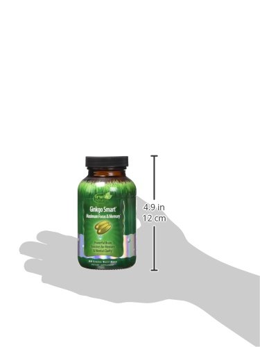 Irwin Naturals Ginkgo Smart Powerful Nootropic Brain Booster - Supports Maximum Memory, Focus & Mental Clarity with DMAE, Clubmoss, Choline & Acetyl L-Carnitine - 60 Liquid Softgels