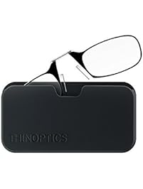 ThinOPTICS Stick Anywhere, Go Everywhere Reading Glasses plus Classic Universal Pod Case, Black Frame, Black Case, 1.50 Strength