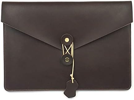Heiye Leather Envelope Folder Case Portfolio Mens Clutch Portfolio Sleeve Case for Retina Pro 15.4 inch,Apple Ipad Padfolio File Folder A4 Document Organizer Brown (15 inch 2018 pro)