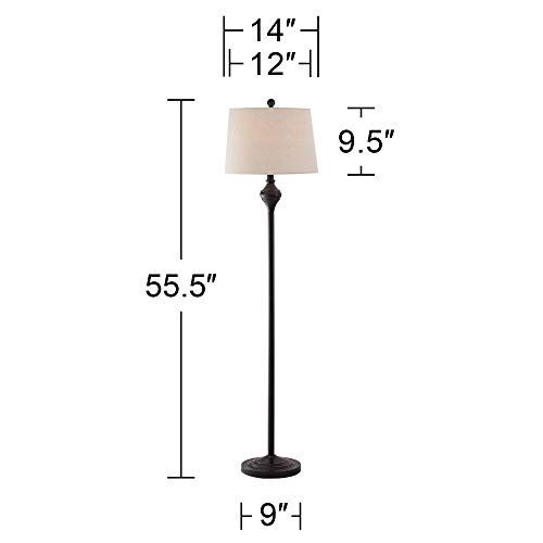 Mason Traditional Table Floor Lamps Set of 3 Dark Bronze White Tapered Drum Shade for Living Room Family Bedroom Bedside - Barnes and Ivy - Thumbnail 5