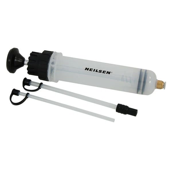 Neilsen CT5212 200cc Fluid Transfer Pump – Semi-Translucent Cylinder, 2 Tubes (190mm & 197mm), Imperial/Metric Scales for Brake Fluid, Coolant, Gear Oil