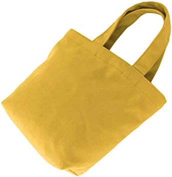 HZsdzML Solid Color Portable Canvas Lunch Cosmetics Storage Bag Women Clutch Handbag - Turmeric
