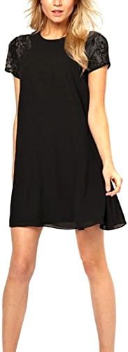 Retro Vintage Pin Up Elegant Above Knee Mini Lace Chiffon Dress XXL Black