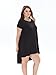 Clothink Women Black Short Sleeve Plus Size High Low Dress