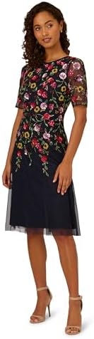 adrianna papell women's bead flutter-sleeve midi mesh dress Adrianna Papell Women's Beaded Mesh Flutter-Sleeve Midi Dress - Bordeaux