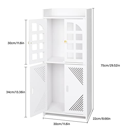 Bathroom Floor Storage Cabinet,Waterproof Bathroom Cabinets,White Storage Unit with Door,Floor Standing Cabinet Unit ,Home Storage Furniture Organizer Unit for Office Living Room Kitchen Entryway