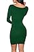 LaSuiveur Women Long Sleeve Sexy Bodycon Dresses Low Scoop Neck Stretch Cocktail Party Dress Dark Green L