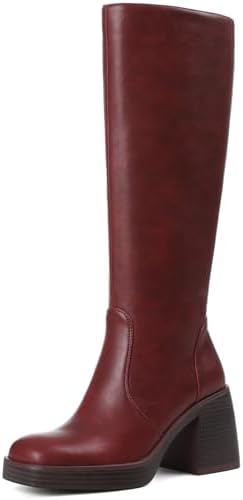 Amazon.com | Athlefit Brown Knee High Boots for Women Wedge