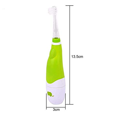 Lucktao First Soniclean Baby Teething Toothbrush Toddles LED Light Waterproof Electric Toothbrush Battery Toothbrushes Oral Care 2 Tooth Brush Heads (green)