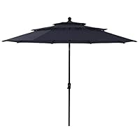 PHI VILLA 10ft 3 Tier Auto-tilt Patio Umbrella Outdoor Double Vented Umbrella, Navy