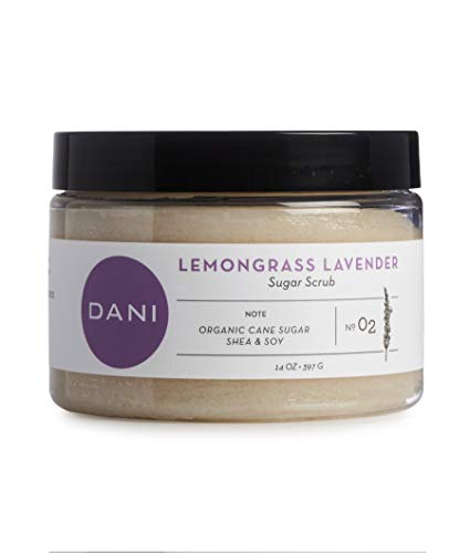 DANI Naturals Exfoliating Sugar Scrub - Exfoliates and Moisturizes Skin with Organic Cane Sugar and Shea Butter - Paraben & Phthalate Free, Vegan - Lemongrass Lavender Fragrance - 14 oz