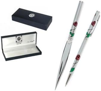Womens Red Rose Pen And Letter Opener Gift Boxed Set
