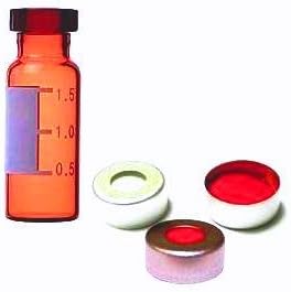 Colpak 11mm crimp Amber Glass Vial, 11mm crimp Neck with aluminium cap Silicon White / PTFE Red septa, 12mm x 32mm, 2ml Capacity (Pack of 100)