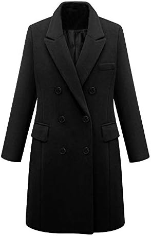 Missli Women's Winter Double Breasted Trench Coat Wool Blend Long Jacket Pea Coat