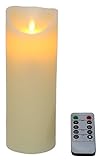 7 Inch Flameless LED Candle - Real Flickering Candle Motion - with Remote On/Off - Ivory