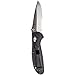 Benchmade - Mini Griptilian 556 EDC Manual Open Folding Knife Made in USA, Drop-Point Blade, Serrated Edge, Satin Finish, Black Handle