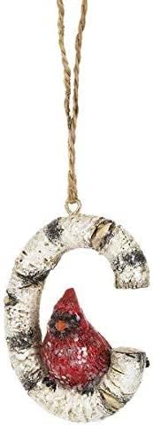 Ornaments - Cardinal Initial Christmas Tree Ornament Letter with Cardinal Birds on Birch Christmas Tree Decorations-Keepsake for Family (Letter C)