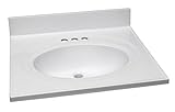 Design House 551366 25-Inch by 22-Inch Marble Vanity Top/Single Bowl, Solid White