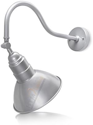 10" Adjustable Barn Light Shade with 19 3/4" Gooseneck Arm For Indoor And Outdoor Use - (Silver)