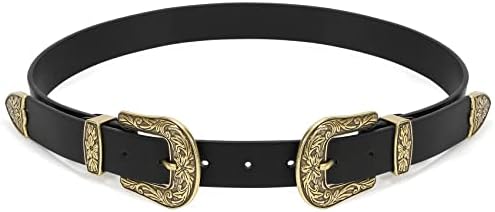 WHIPPY Vintage Western Leather Belt for Women Double Buckle  display picture 3