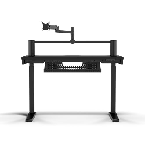 Platform:4 Elevate – 120 cm x 76 cm, Verstellbarer Höhe, Electric Stehender Computer Home Office Gaming-Schreibtisch, USB-Anschluss, Monitorarm Inbegriffen – Schwarz