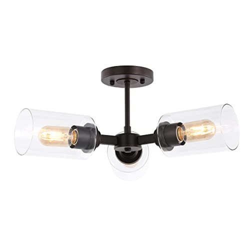 JONATHAN Y Jaymes 3-Light Semi Flush Mount 20" Light, Oil Rubbed Bronze