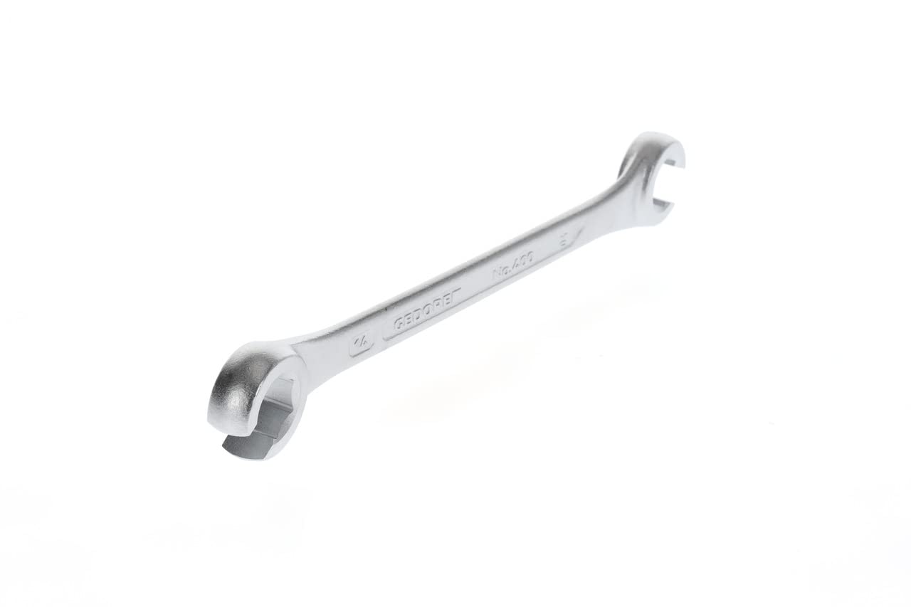 GEDORE Double-ended ring spanner open, AF 12+14 mm, 15° angled, Hex, For brake lines, Spanner, 400 12X14