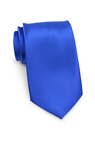 Bows-N-Ties Men's Necktie Solid Color Microfiber Satin Tie 3.25 Inches (Marine Blue)