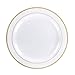 MCIRCO 140 Piece Plastic Party Plates White Gold Rim, Premium Disposable Heavy Duty Plates for Wedding, Include 70PCS 10.25 Inch Dinner Plates and 70PCS 7.5 Inch Dessert Appetizer Plates