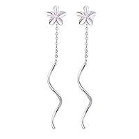 MSECVOI Wavy Long Link Plumeria Flowers Tassel Earrings for Women Teen Girls Elegant Earrings Party Gift