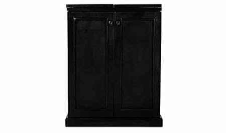 Aprodz Mango Wood Wine Storage Varley Stylish Bar Cabinet for Living Room | Black Finish
