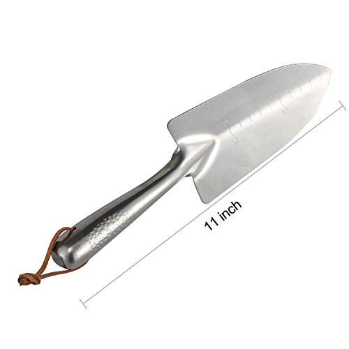 CLICIC Tools Bend-Proof Garden Trowel 11 inch - Heavy Duty Polished Stainless Steel - Rust Resistant Oversized Trowel