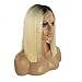 Long Bob Lace Front Wigs Pre Plucked Brazilian Glueless Human Hair Wig 2 Tone 1B/613 Straight Lace Wig for Black Women Bleached Knots Unprocessed Virgin Hair 14