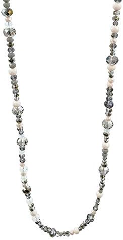 Fashion Long Beaded Necklace Handcrafted Crystal Beads Strands Necklace