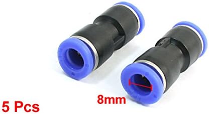 uxcell 5pcs Pneumatic 8mm to 8mm Straight Push in Connectors Quick Fittings 38mm Length, Black,blue, 38 x 15mm - Image 3