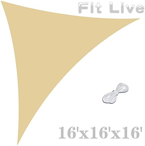 Fit Live 16'x16'x16' Sun Shade Sail Canopy Triangle UV Block Sail For Outdoor Patio Garden Swimming Pool - Colors Sand
