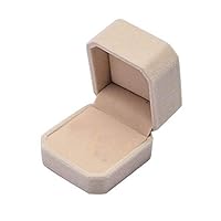 Purewind Fashion Velvet Engagement Wedding Ring Box Earring Jewelry Pendant Box Gift (Beige)