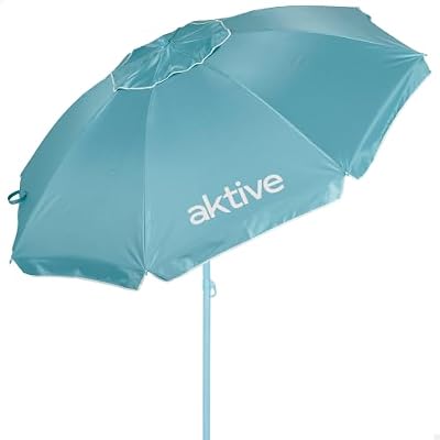 Sombrilla de Playa inclinable D220 cm, Azul, Exterior (62485)
