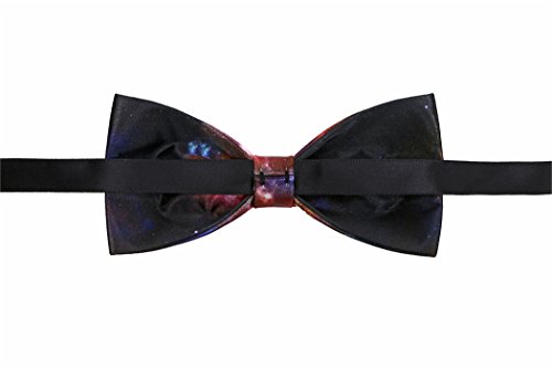 Mens Pre-Tied Satin Bowtie Adjustable Length Solid Color Fashion Patterned bow tie(Galaxy red)