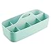 mDesign Plastic Divided Cosmetic Organizer Caddy Tote Bin with Handle, for Bathroom Vanity Storage - Holds Blush, Makeup Brushes, Palettes, Lipstick, Nail Polish - Lumiere Collection - Mint Green