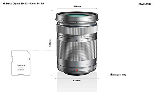 Olympus M.Zuiko Digital ED 40-150mm F4‑5.6 II Objektiv, Telezoom, geeignet für alle MFT-Kameras (Olympus OM-D & PEN Modelle, Panasonic G-Serie), silber – Bild 3