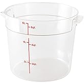 Met Lux 6 Quart Food Storage Container, 1 Round Commercial Storage Container - Lid Sold Separately, With Volume Markers, Clear Plastic Food Prep Bucket, Space-Saving Storage