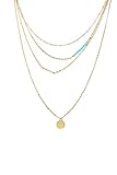 SUNNOW® Women's Bohemian Fashion Beads Turquoise Sequins Bar Pendant Multilayer Necklace