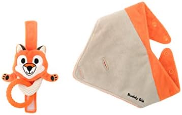 The Makers of The Munch Mitt Introduce The Buddy Bib, 3 in 1 Bandana Drool Bib - Stuffed Animal, Teething Toy, Pacifier Holder - Felix Fox