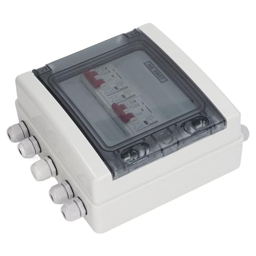 DC500V Solar Disconnect Switch 2 in 2 Out Protection PV Combiner Box IP65 Waterproof with 32A DC Circuit Breaker and Protector for Home
