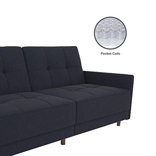 DHP Andora Coil Futon Sofa Bed Couch with Mid Century Modern Design